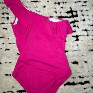 One-Shoulder Hot Pink Swimsuit